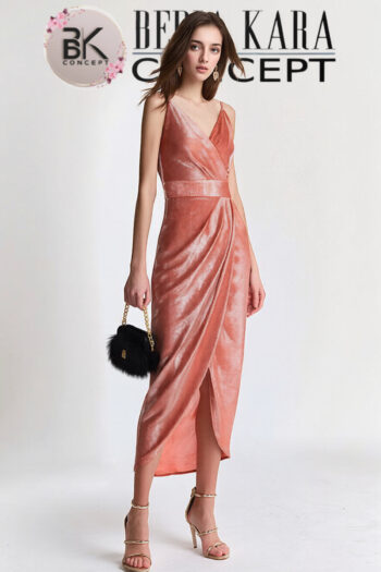 İnce Askılı Anvelop Şık Midi Elbise