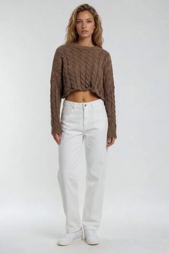 Örgü Detaylı Triko Kazak