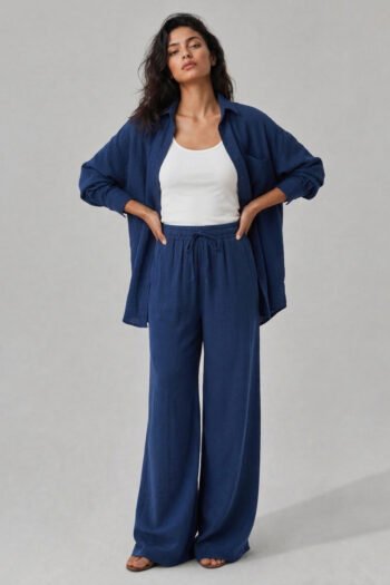 Oversize Müslin Gömlek Pantolon Takım
