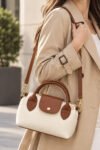 Krem Taba Çift Renkli Fermuarlı Çapraz Minimalist Mini El ve Omuz Çantası 979069621