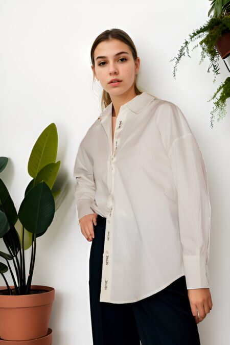 Ekru Yazılı Gömlek ST090W55361001