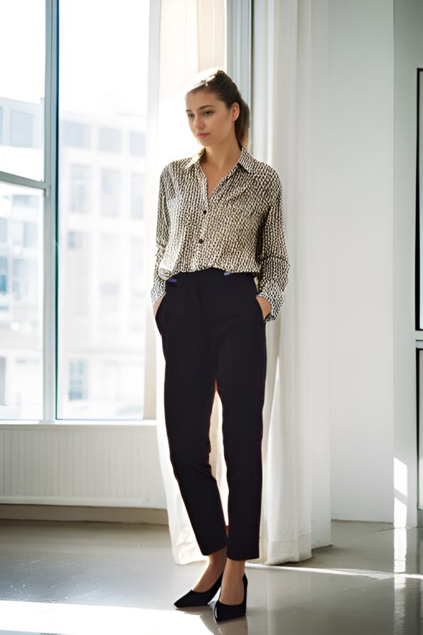 Siyah-Mor Bel Detaylı Pantolon ST090W20887001
